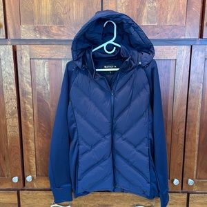 Athleta Inlet Jacket; navy; XL; excellent condition; downfill in body; stretchy